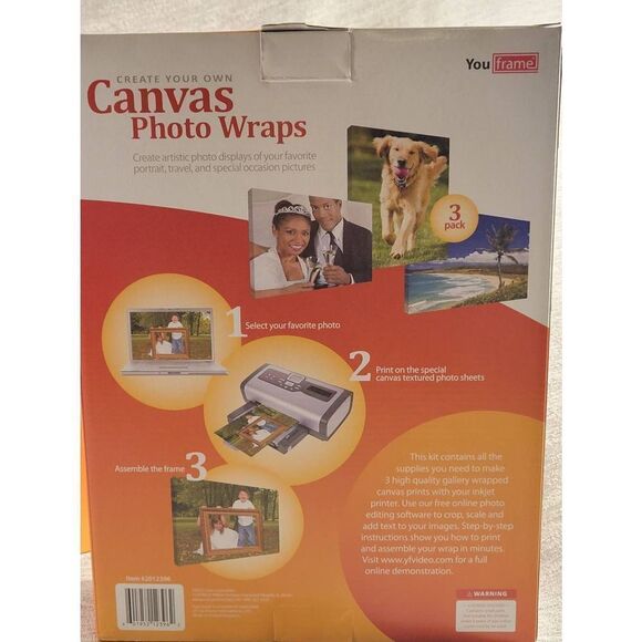 Canvas Photo Wraps DIY KitGallery Wrapped Inkjet Wall Art At Home 9.5"x 7" x2 - Picture 8 of 12